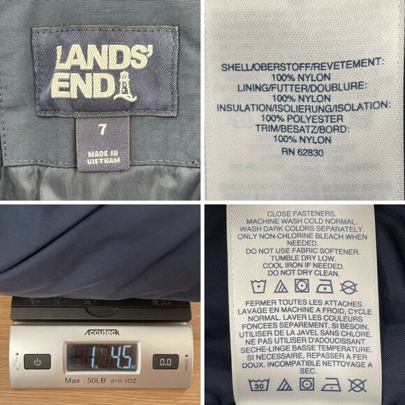 Lands’ End Snow Bibs Kids 7 Navy Blue Squall Waterproof Insulated Iron Knee Ski - Picture 14 of 14